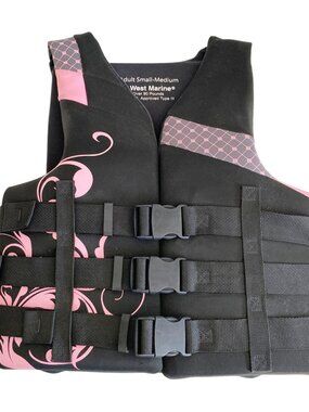 WEST MARINE Adult Small - Medium Life Vest PFD Lifejacket Size 90lbs+ pink black
